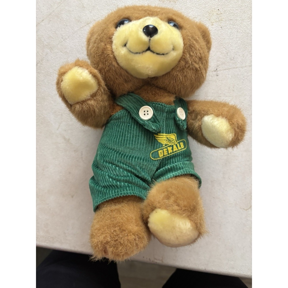 VTG Trudy Style Teddy Bear DEKALB With‎ Green Corduroys